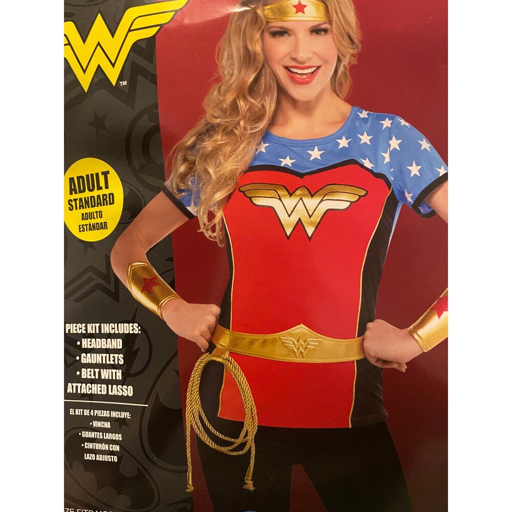 Wonder Women Accessory Kit - Headband, Gaunlets, Belt w/ Lasso, Red Knee Highs